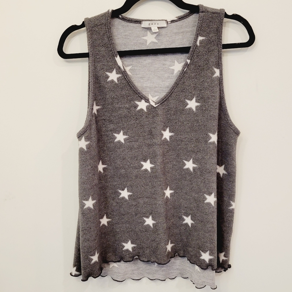GAZE star printed super soft pajama top size large